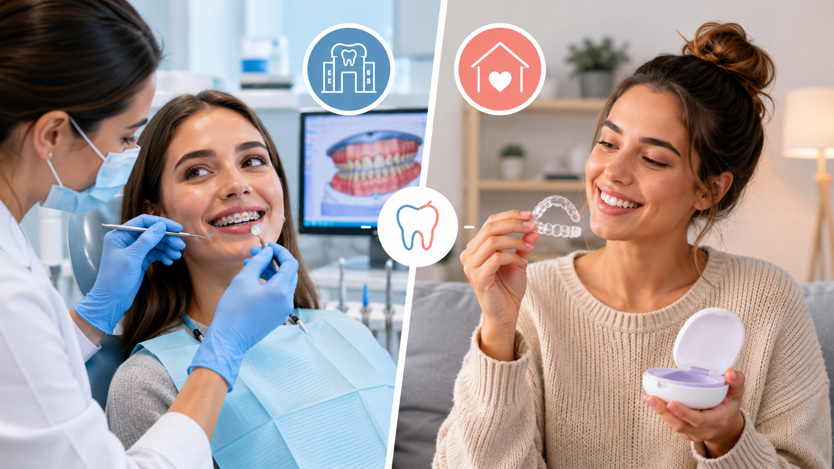 Diferencias entre una ortodoncia en clínica dental y una ortodoncia en casa